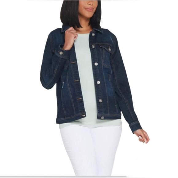 Studio by Denim Co Denim Distressed Jean Jacket - Picture 1 of 5